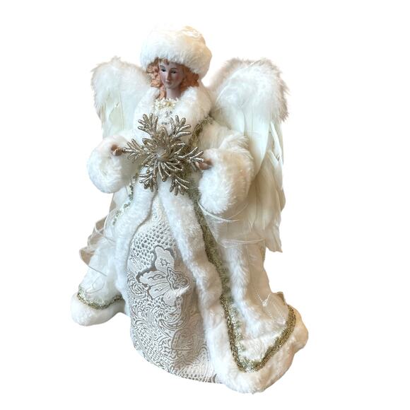 Christmas Angel Tree Topper 16in White & Gold Holiday Glam 34th & Pine NEW - Picture 10 of 10